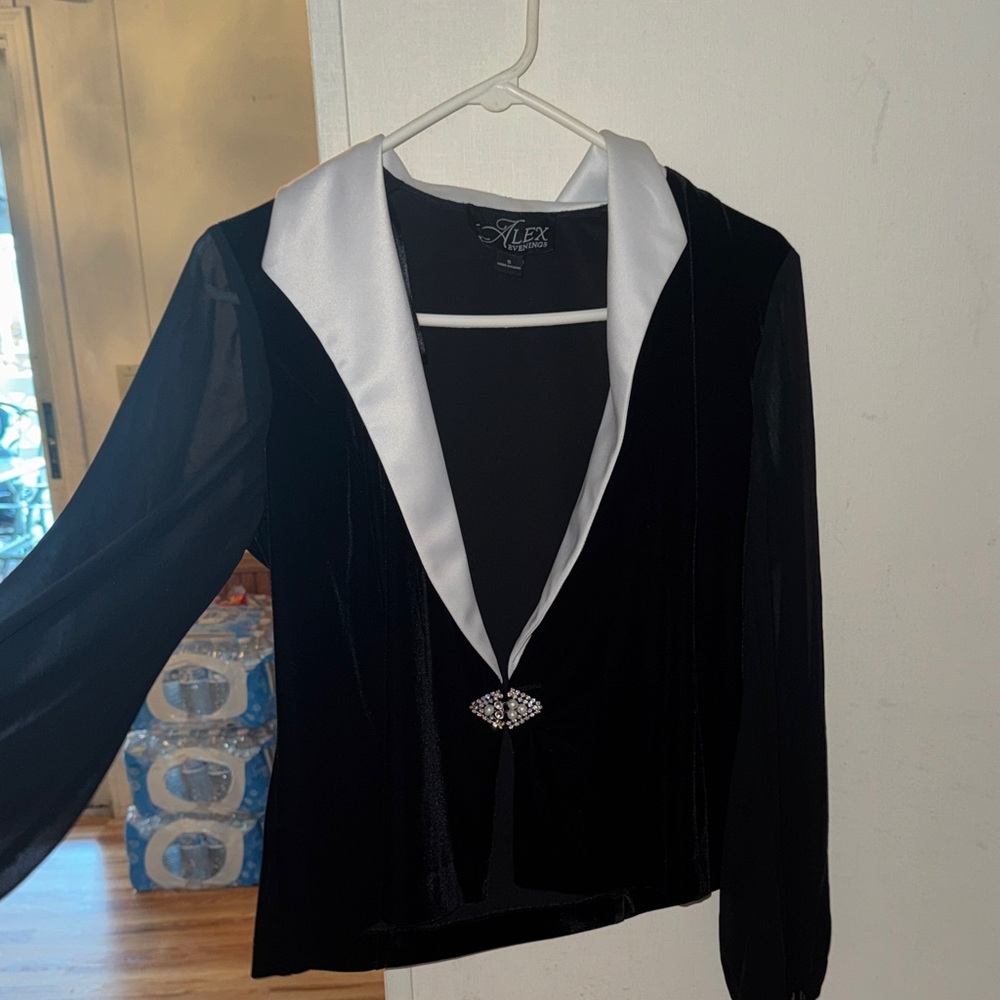Alex Evenings Black Jacket with Silver Accents